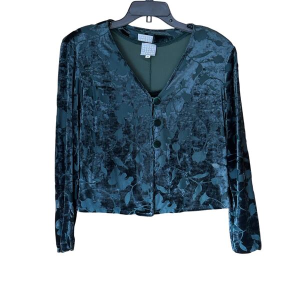 Vintage 90s Burnout Velvet Maxi Dress w/ Jacket Green 10P Holiday Party Y2K Goth - Picture 2 of 12